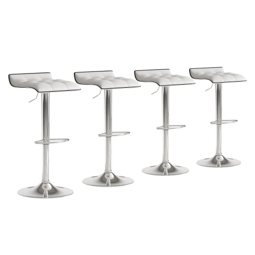 Adjustable Swivel Bar Stools Set of 4, Thickened PU Leather Counter Height Bar Chairs with 360° Rotation & Air Lift, 330 LBS Capacity for Home Bar, Kitchen Island, Cafe (White)