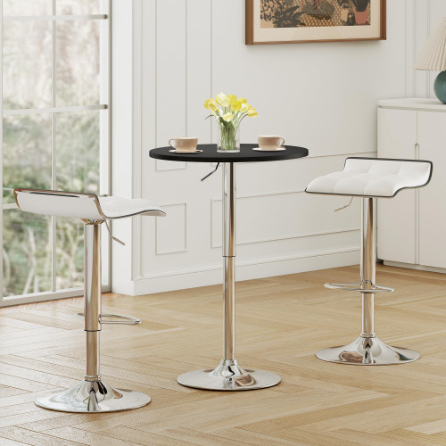 Adjustable Swivel Bar Stools Set of 4, Thickened PU Leather Counter Height Bar Chairs with 360° Rotation & Air Lift, 330 LBS Capacity for Home Bar, Kitchen Island, Cafe (White)