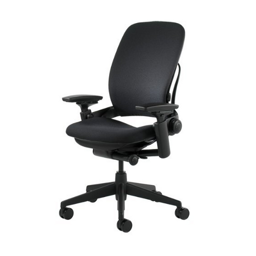 Steelcase, Leap, Chair, V2, Black, Fabric, + 4-Way Adjustable Armrests,