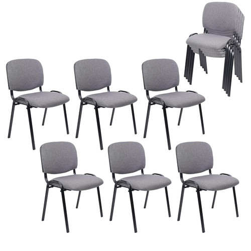 Set of 10 Stackable Waiting Room Chairs, Armless No Wheels Reception Chair with Upholstered Seat, Guest Chairs for Conference, Breakroom, Lobby, Events, Church, School, Hall, Hotel (Grey)
