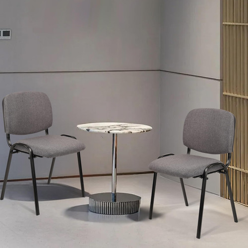 Set of 10 Stackable Waiting Room Chairs, Armless No Wheels Reception Chair with Upholstered Seat, Guest Chairs for Conference, Breakroom, Lobby, Events, Church, School, Hall, Hotel (Grey)