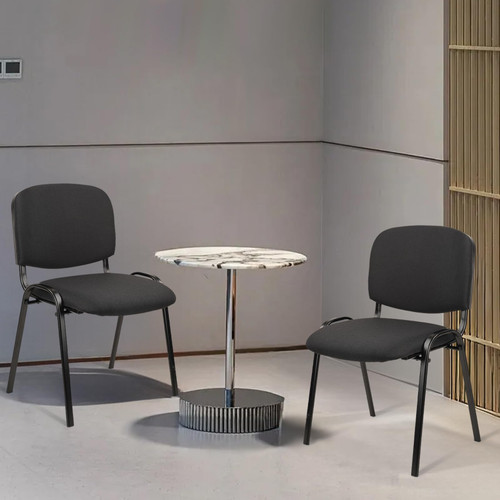 Set of 5 Pack Stackable Waiting Room Chairs Fabric Black Reception Chair Metal with Thickened Seat Back Cushion for Waiting Conference Room Guest Stool (5 Pack)