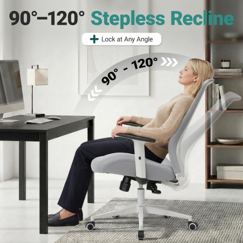 Big and Tall Home Office Desk Chair 500lb Capacity for Heavy People, Ergonomic Wide Mesh Desk Chair with Stepless Recline & Lock, 5.5" Thick Cushion, High Back, Adjustable Height & Armrests