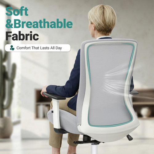 Big and Tall Home Office Desk Chair 500lb Capacity for Heavy People, Ergonomic Wide Mesh Desk Chair with Stepless Recline & Lock, 5.5" Thick Cushion, High Back, Adjustable Height & Armrests