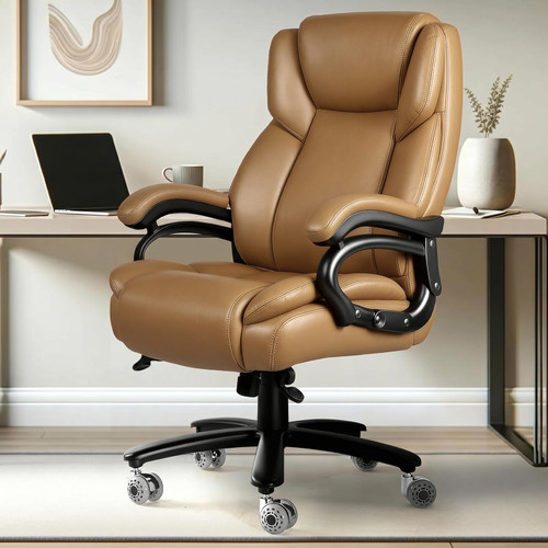 500lbs Big and Tall Office Chair for Heavy People,Heavy Duty Comfy Office Chair,High Back Executive Computer Chair with Lumbar Support, Rubber Wheel