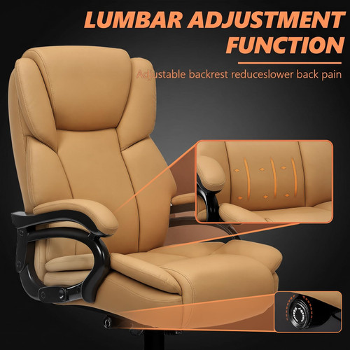 500lbs Big and Tall Office Chair for Heavy People,Heavy Duty Comfy Office Chair,High Back Executive Computer Chair with Lumbar Support, Rubber Wheel