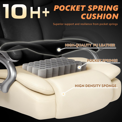 500lbs Big and Tall Office Chair with Dual Rubber Wheel, Heavy Duty Office Chair for Low Back Pain Relief, Large Executive Desk Chair with Adjustable Lumbar Support