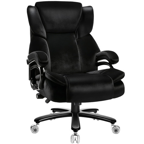 500lbs Fabric Big and Tall Office Chair,500lbs Heavy Duty Office Chair for Heavy People, High Back Executive Computer Chair with Adjustable Lumbar Support, Dual Rubber Wheel