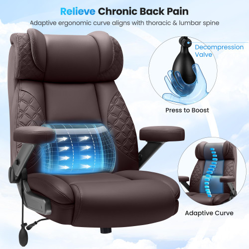 Big and Tall Office Chair for Heavy People, 500LBS Wide Seat Computer Desk Chair, Extra Large Executive Gaming Chair with Adjustable Lumbar Support and 5D Flip Arms, Comfy Heavy Duty Office Chair