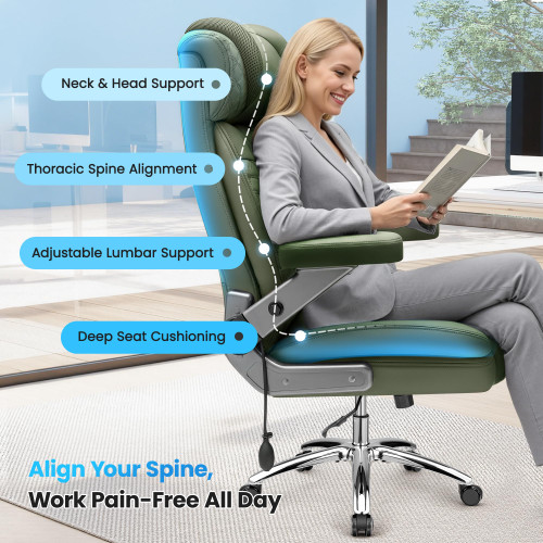 Big and Tall Office Chair, Desk Computer Chair for Heavy People, Oversized Executive Gaming Chair, Extra Wide 500LBS Ergonomic Comfy Office Chair with Adjustable Lumbar Support & 5D Flip Arms