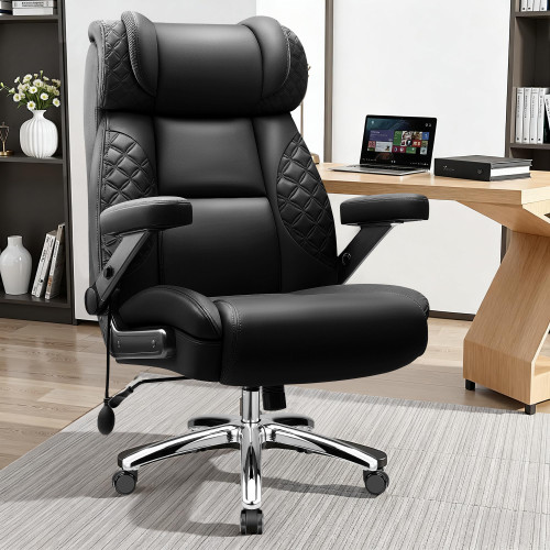 Big and Tall Office Chair, Desk Computer Chair for Heavy People, Oversized Executive Gaming Chair, Extra Wide 500LBS Ergonomic Comfy Office Chair with Adjustable Lumbar Support & 5D Flip Arms