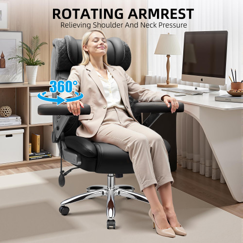 Big and Tall Office Chair, Desk Computer Chair for Heavy People, Oversized Executive Gaming Chair, Extra Wide 500LBS Ergonomic Comfy Office Chair with Adjustable Lumbar Support & 5D Flip Arms