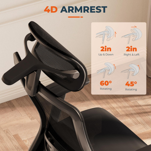 ErgoChair Pro Big and Tall Office Chair, Swivel Computer Chair, Home Office Desk Chairs， with Lumbar Support/17in Retractable Footrest/4D Headrest/400lbs Heavy Duty,Foam Seat Cushion,Black