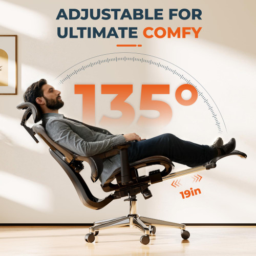 Ergonomic Office Chair High Back Computer Chairs Desk Chair with 2D Lumbar Support/Footrest/3D Headrest/Heavy Duty Metal Base, Comfortable Foam Seat Cushion, ErgoChair Ultra, Black