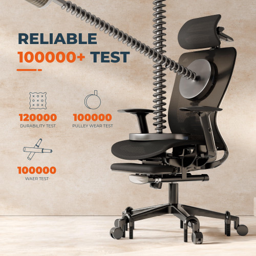 ErgoChair Pro Big and Tall Office Chair for Heavy People, Swivel Computer Chair Desk Chairs, with Lumbar Support/23in Retractable Footrest/4D Headrest/500lbs Heavy Duty, Mesh Seat, Black