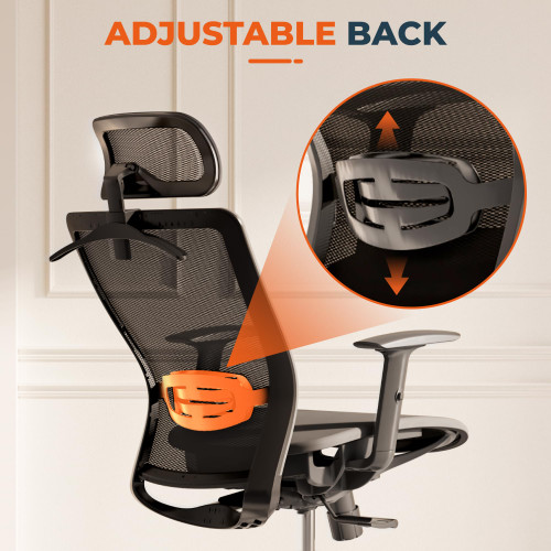 Ergonomic Office Chair Swivel Computer Chair Home Office Desk Chairs with Lumbar Support/2D Headrest/300lbs Heavy Duty/Lockable Back,Mesh Seat Cushion,ErgoChair Pro, Gray