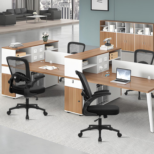 (8PK) Home Office Desk Chair with Flip Up Armrests, Mesh Back Chair with Adjustable Height Lumbar Support, Ergonomic Computer Task Chair with Wheels for School, Conference, Black