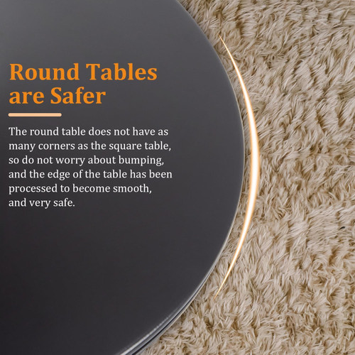 Black Round Dining Table, 31.5" Circle Tulip Table Kitchen Round Dining Table for 2-4 People with Thickened Top and Metal Pedestal, Mid-Century Leisure Table for Home, Dining Room, Cafe