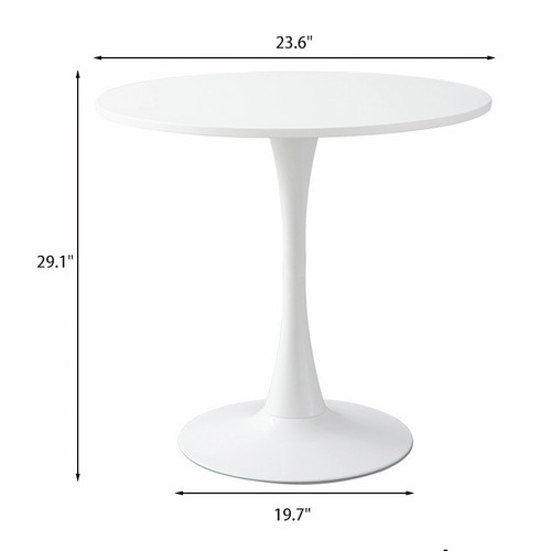 24" Tulip Table for 1-2 Persons Modern Round Dining Room Table, Mid-Century Modern White Small Kitchen Table with MDF Wooden Top, Leisure Coffee Table for Living Room, Dining Room, Office
