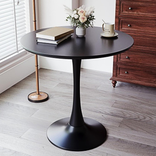 31.5" Tulip Table for 2-4 Persons Modern Round Dining Room Table, Mid-Century Modern Black Small Kitchen Table with MDF Wooden Top, Leisure Coffee Table for Living Room, Dining Room, Office