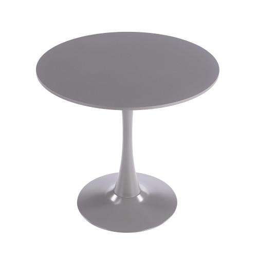 31.5" Tulip Table for 2-4 Persons Modern Round Dining Room Table, Mid-Century Modern Grey Small Kitchen Table with MDF Wooden Top, Leisure Coffee Table for Living Room, Dining Room, Office