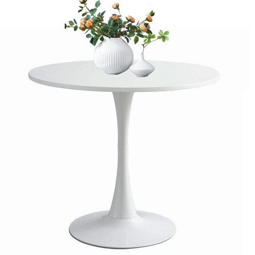 31.5" Tulip Table for 2-4 Persons Modern Round Dining Room Table, Mid-Century Modern White Small Kitchen Table with MDF Wooden Top, Leisure Coffee Table for Living Room, Dining Room, Office