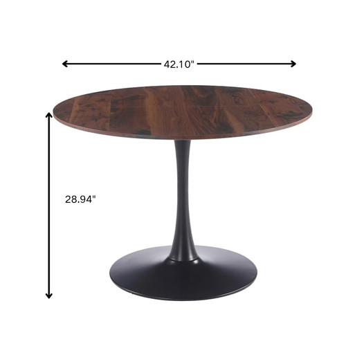 42" Tulip Table for 4-6 Persons Modern Round Dining Room Table, Mid-Century Modern Walnut Small Kitchen Table with MDF Wooden Top, Leisure Coffee Table for Living Room, Dining Room, Office
