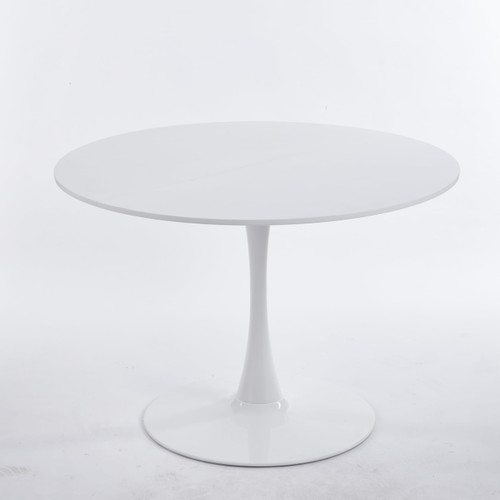 42" Tulip Table for 4-6 Persons Modern Round Dining Room Table, Mid-Century Modern White Small Kitchen Table with MDF Wooden Top, Leisure Coffee Table for Living Room, Dining Room, Office