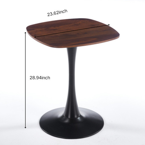 23.6" Square Tulip Dining Table, Mid-Century Tulip Table Kitchen Tulip Dining Table 2 People with MDF Table Top & Metal Base for Office Living Room