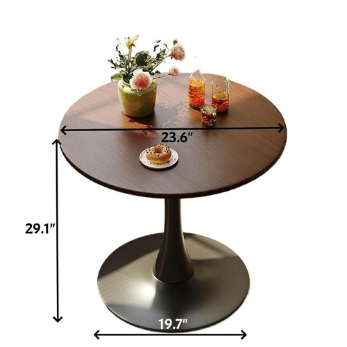 23.6" Round Tulip Dining Table, Mid-Century Tulip Table Kitchen Tulip Dining Table 2 People with MDF Table Top & Pedestal Base for Office Living Room