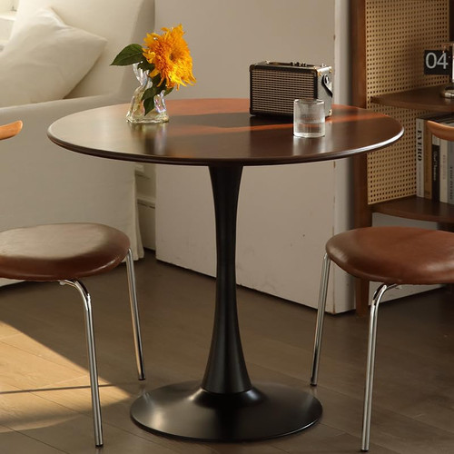 23.6" Round Tulip Dining Table, Mid-Century Tulip Table Kitchen Tulip Dining Table 2 People with MDF Table Top & Pedestal Base for Office Living Room