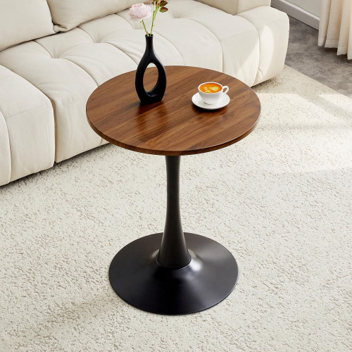 Round Dining Table, 23.6" Circle Tulip Table with Thickened Tabletop & Metal Pedestal, Mid Century Modern Bistro Table for Kitchen, Small Places, Living Room