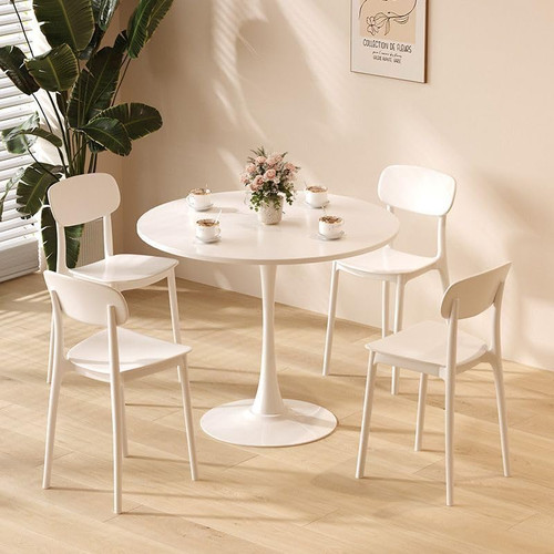 23.6" Round Tulip Dining Table, Mid-Century Tulip Table Kitchen Tulip Dining Table 2 People with MDF Table Top & Pedestal Base for Office Living Room