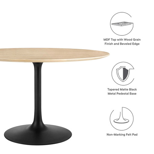 Dining Table, 48", Black Natural