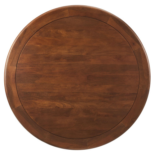 48 Inch Round Wood Dining Table with Metal Pedestal in Brass Walnut - Modern Industrial Dining Table for 4 People - Solid Wood Tulip Kitchen Table