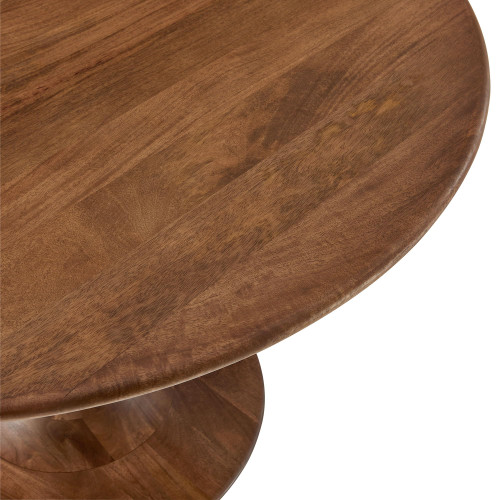 48 Inch Round Wood Dining Table in Walnut – Solid Mango Wood Tabletop with Pedestal Base - Mid Century Modern Dining Room Furniture - Kitchen Table for 4-6 Person