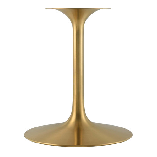 48" Round Artificial Dining Table with Tapered, Metal Base, Gold Travertine