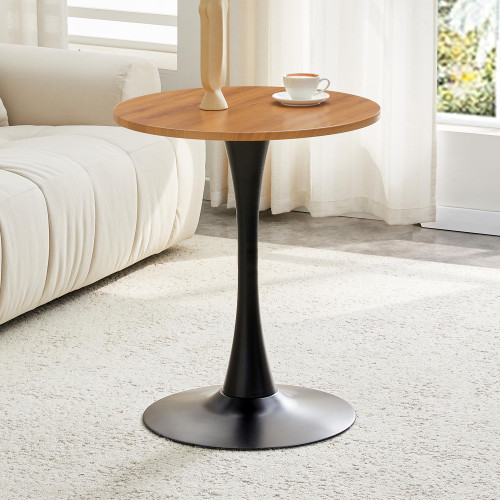 Round Dining Table, 23.6" Circle Tulip Table with Thickened Tabletop & Metal Pedestal, Mid Century Modern Bistro Table for Kitchen, Small Places, Living Room