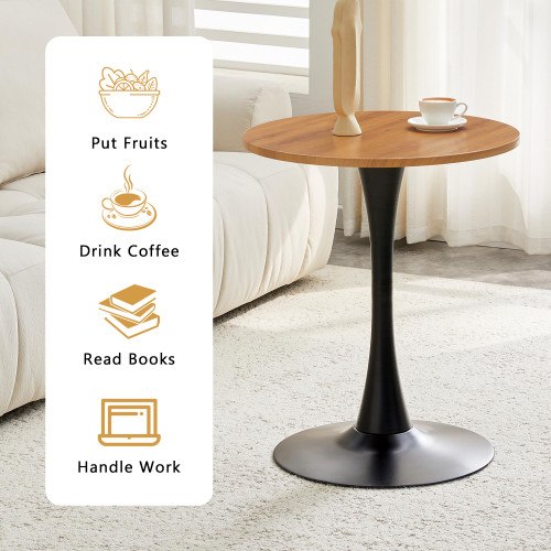 Round Dining Table, 23.6" Circle Tulip Table with Thickened Tabletop & Metal Pedestal, Mid Century Modern Bistro Table for Kitchen, Small Places, Living Room