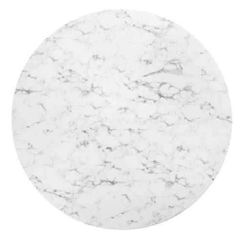 Round 60" Mid-Century Modern Artificial Marble Dining Table in Black White