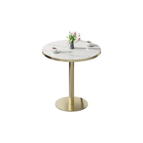 31.5" Round Tulip Dining Table, Mid-Century Tulip Table Kitchen Tulip Dining Table 2 People with Faux Marble Table Top & Stainless Steel Base for Office Living Room