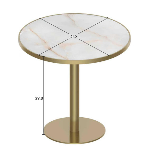 31.5" Round Tulip Dining Table, Mid-Century Tulip Table Kitchen Tulip Dining Table 2 People with Faux Marble Table Top & Stainless Steel Base for Office Living Room
