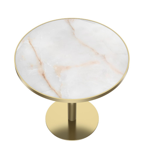 31.5" Round Tulip Dining Table, Mid-Century Tulip Table Kitchen Tulip Dining Table 2 People with Faux Marble Table Top & Stainless Steel Base for Office Living Room