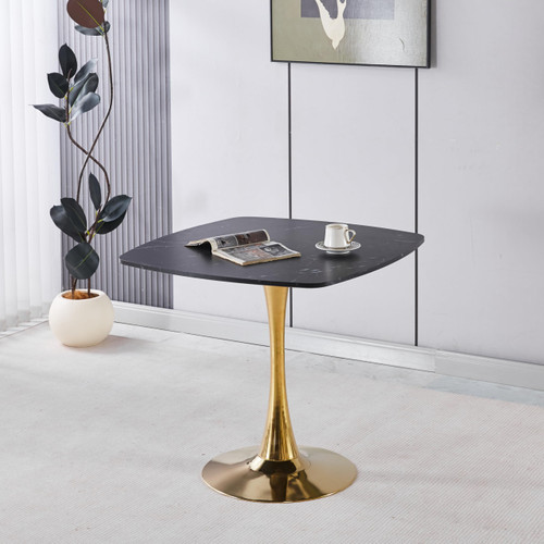 31.5" Square Tulip Dining Table, Mid-Century Tulip Table Kitchen Tulip Dining Table 2-4 People with MDF Table Top &Metal Base for Office Living Room