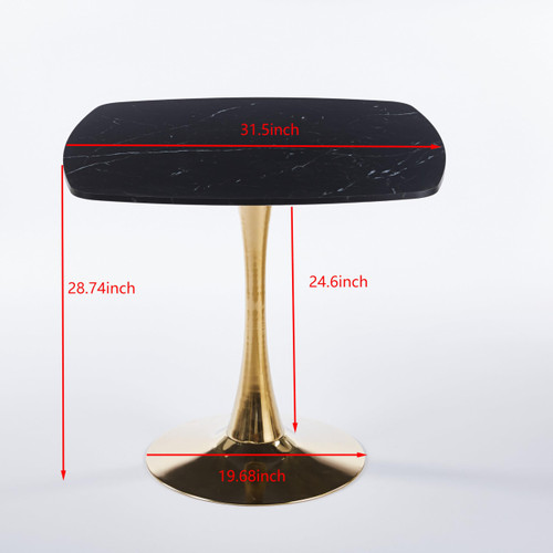 31.5" Square Tulip Dining Table, Mid-Century Tulip Table Kitchen Tulip Dining Table 2-4 People with MDF Table Top &Metal Base for Office Living Room