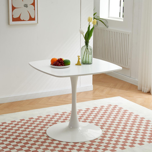 31.5" Square Tulip Dining Table, Mid-Century Tulip Table Kitchen Tulip Dining Table 2-4 People with MDF Table Top &Metal Base for Office Living Room
