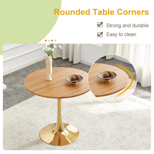 Round Tulip Dining Table, 31.5" Circle Tulip Table with Thickened Tabletop & Metal Pedestal, Mid Century Modern Bistro Table for Kitchen, Small Places, Living Room
