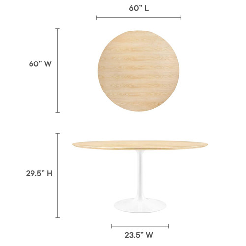 Dining Table, 60", White Natural