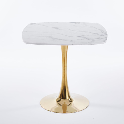 31.5" Square Tulip Dining Table, Mid-Century Tulip Table Kitchen Tulip Dining Table 2-4 People with MDF Table Top &Metal Base for Office Living Room