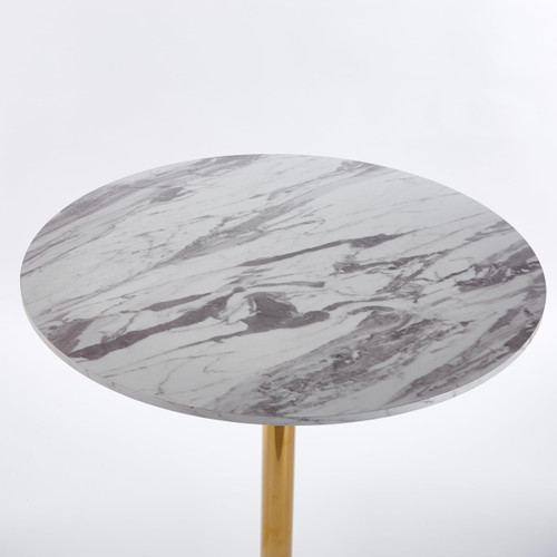 31.5" Round Tulip Dining Table, Mid-Century Tulip Table Kitchen Tulip Dining Table 2 People with Faux Marble Table Top & Metal Base for Office Living Room